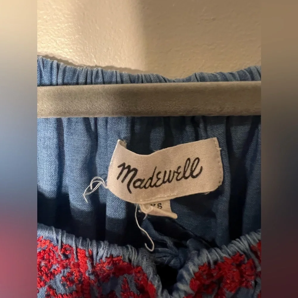 Madewell Blue Midi Dress with Red Embroidery - Picture 4 of 5